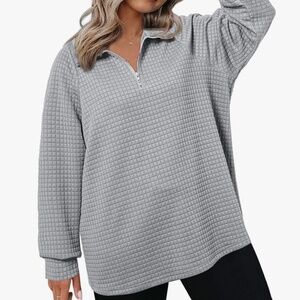 Eytino Plus Size Fall Outfits for Women Half Zip Long Sleeve Pullover Tops Overs
